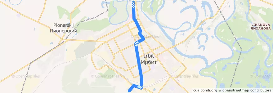 Mapa del recorrido Автобус №5: Озеро — ЦГБ de la línea  en городской округ Ирбит.