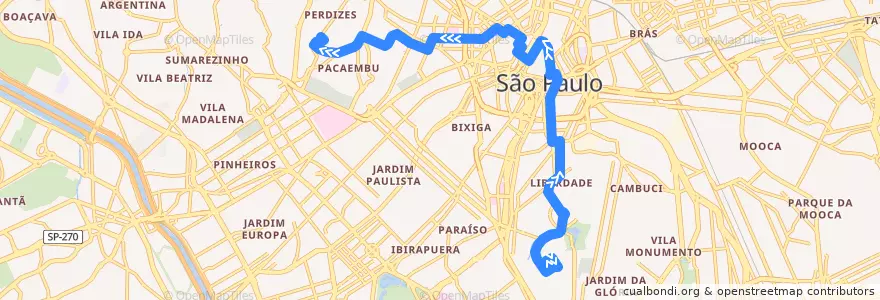 Mapa del recorrido 408A-10: Machado de Assis ⇒ Cardoso de Almeida de la línea  en São Paulo.