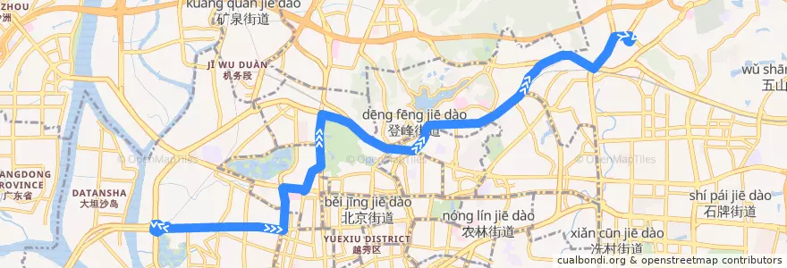Mapa del recorrido 109路(中山八路总站-天平架总站) de la línea  en Cantón.