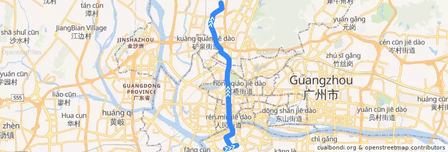 Mapa del recorrido 113路(南田路总站-棠安路总站) de la línea  en Гуанчжоу.