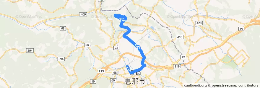 Mapa del recorrido 恵那峡線 de la línea  en 恵那市.