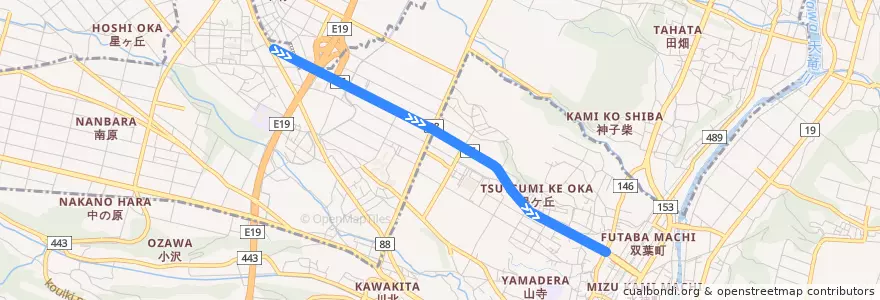 Mapa del recorrido まっくんバス　北コース de la línea  en 나가노현.