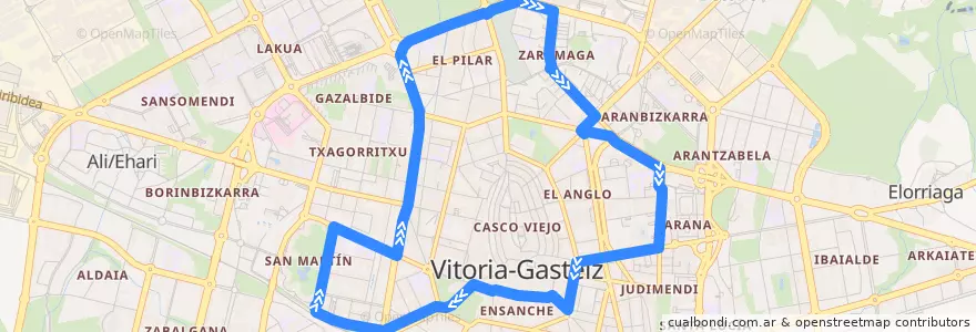 Mapa del recorrido L1 Circular de la línea  en Vitoria-Gasteiz.