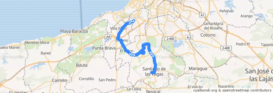 Mapa del recorrido Ruta 450 Marianao => Wajay =>Santiago de las Vegas de la línea  en Havana.