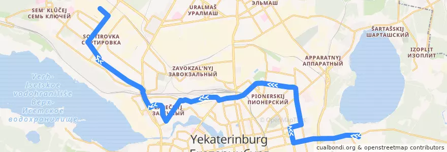Mapa del recorrido Автобус 082. КОР - Монтажников de la línea  en городской округ Екатеринбург.