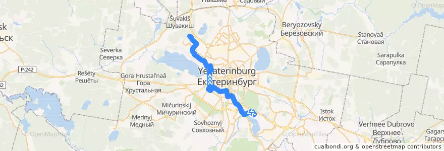 Mapa del recorrido Автобус 083. Сосновый бор - Монтажников de la línea  en городской округ Екатеринбург.