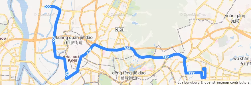 Mapa del recorrido 175路[同德围(阳光花园)总站-广州火车东站总站] de la línea  en Гуанчжоу.