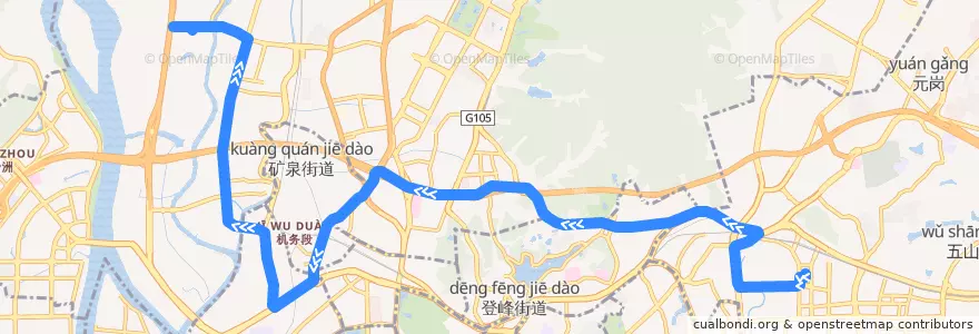 Mapa del recorrido 175路[广州火车东站总站-同德围(阳光花园)总站] de la línea  en Guangzhou.
