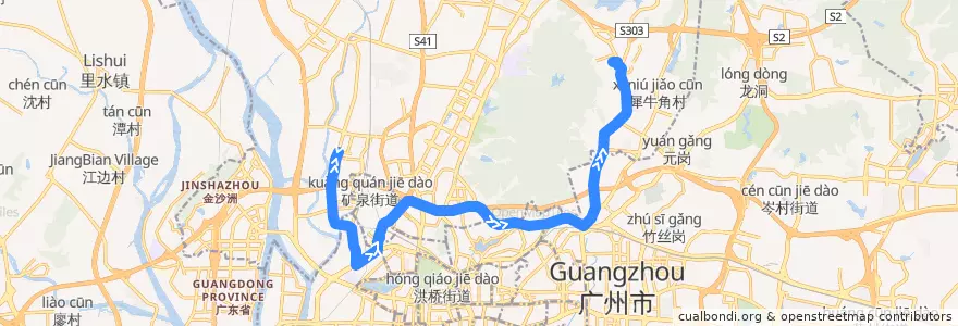 Mapa del recorrido 179路(上步总站-白云山制药厂总站) de la línea  en Cantón.