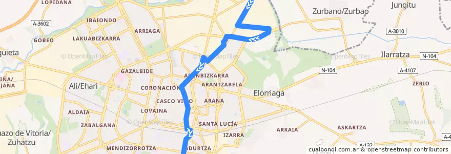 Mapa del recorrido L3 Betoño → Zumaquera de la línea  en Vitoria-Gasteiz.