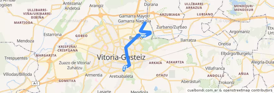 Mapa del recorrido L3 Zumaquera → Betoño de la línea  en Vitoria-Gasteiz.