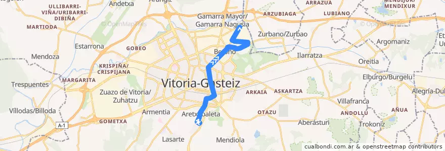 Mapa del recorrido L3 Aretxabaleta → Betoño de la línea  en Vitoria-Gasteiz.