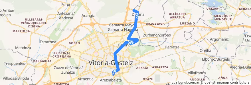 Mapa del recorrido L3 Zumaquera → Durana de la línea  en Vitoria-Gasteiz.