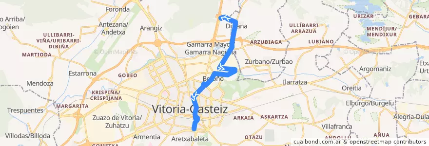 Mapa del recorrido L3 Durana → Zumaquera de la línea  en Vitoria-Gasteiz.