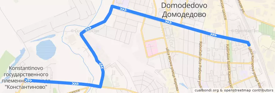 Mapa del recorrido Автобус №33: ГПЗ Константиново – Cтанция Домодедово de la línea  en городской округ Домодедово.