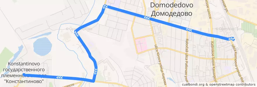 Mapa del recorrido Автобус №33: Станция Домодедово – ГПЗ Константиново de la línea  en Domodedovsky District.