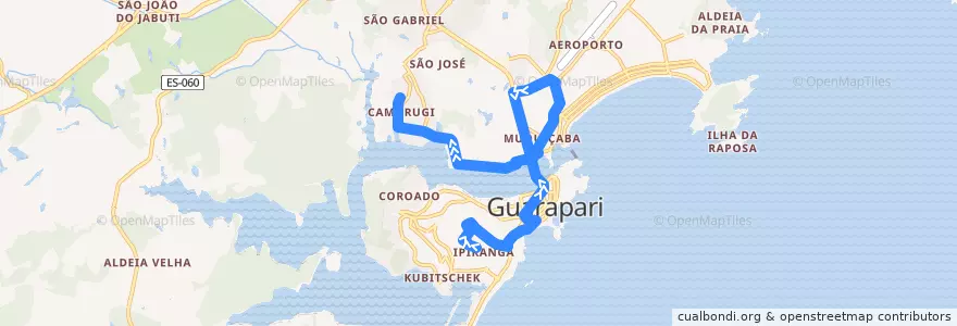 Mapa del recorrido 024 Ipiranga x Camurugi via Avenida Ewerson de Abreu Sodré de la línea  en Guarapari.