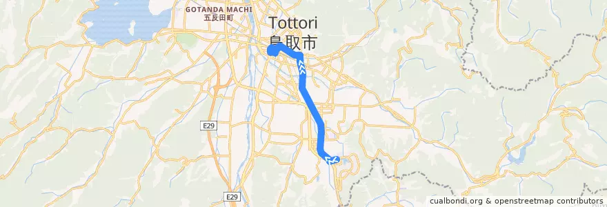 Mapa del recorrido 公立鳥取環境大学スクールバス（環境大学前→鳥取駅南口） de la línea  en Tottori.