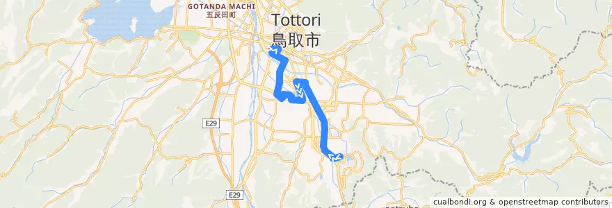 Mapa del recorrido 公立鳥取環境大学スクールバス（環境大学前→鳥取駅南口） de la línea  en 鳥取市.