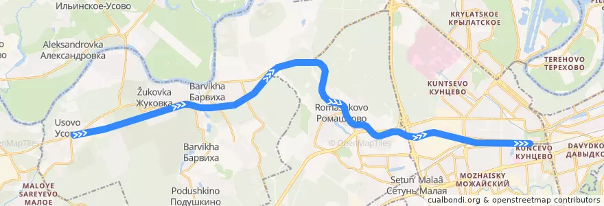 Mapa del recorrido Смоленское направление (Усовская ветка) de la línea  en Föderationskreis Zentralrussland.