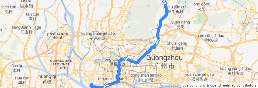 Mapa del recorrido 219路(白云山制药厂总站-黄沙总站) de la línea  en Guangzhou City.