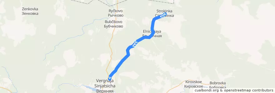 Mapa del recorrido Строкинка -- Угольная de la línea  en городской округ Алапаевское.