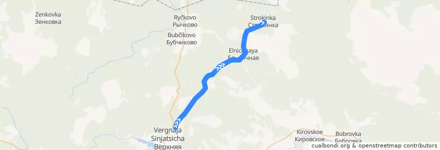Mapa del recorrido Угольная -- Строкинка de la línea  en городской округ Алапаевское.
