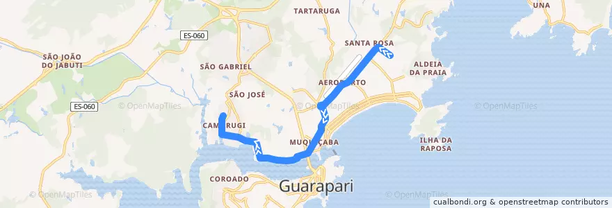 Mapa del recorrido 046 Jardim Boa Vista x Camurugi via Avenida Ewerson de Abreu Sodré de la línea  en Guarapari.