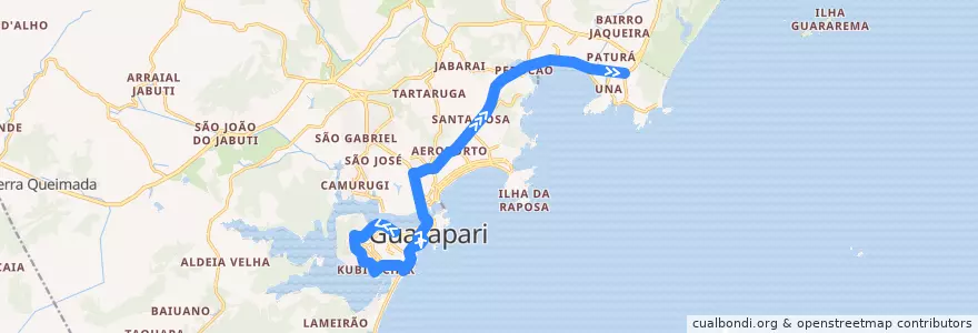 Mapa del recorrido 037 Olaria x Trevo de Setiba via SESC de la línea  en Guarapari.