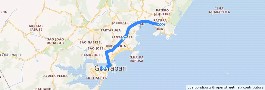 Mapa del recorrido 037 Trevo de Setiba x Olaria via SESC de la línea  en Guarapari.