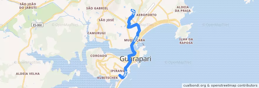 Mapa del recorrido 003 Adalberto Simão Nader x Lagoa Funda x Centro de la línea  en Guarapari.