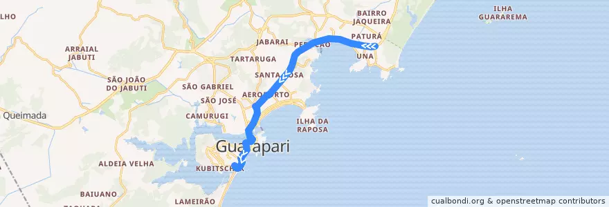Mapa del recorrido 038 Trevo de Setiba x Praça da Vitória via Muquiçaba de la línea  en Guarapari.