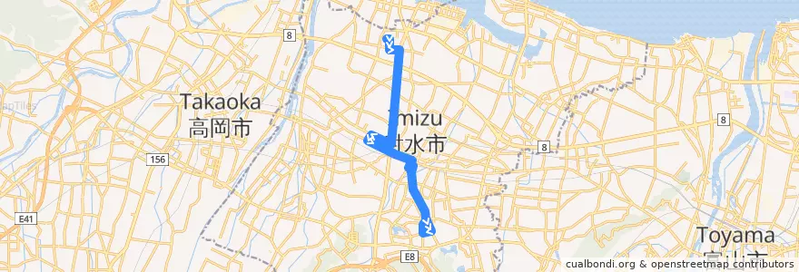 Mapa del recorrido 射水市コミュニティバス0番路線 de la línea  en Imizu.