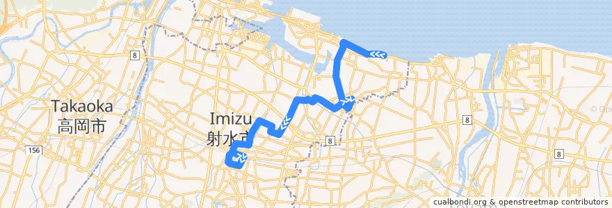Mapa del recorrido 射水市コミュニティバス16番線 de la línea  en 射水市.