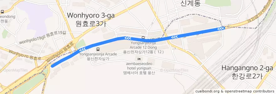 Mapa del recorrido 5012 de la línea  en 龍山區.