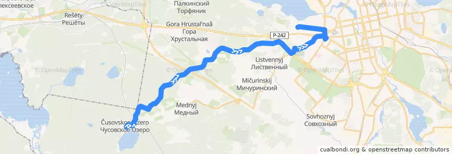 Mapa del recorrido Автобус 95. Чусовское озеро - Радиоколледж de la línea  en エカテリンブルク管区.