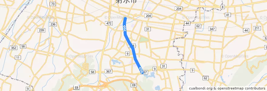 Mapa del recorrido 射水市コミュニティバス14番路線太閤山ランド経由 de la línea  en Imizu.