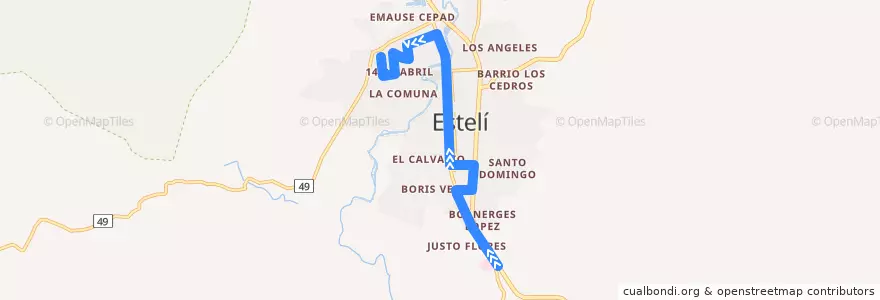 Mapa del recorrido Hospital - Rosario de la línea  en Estelí.