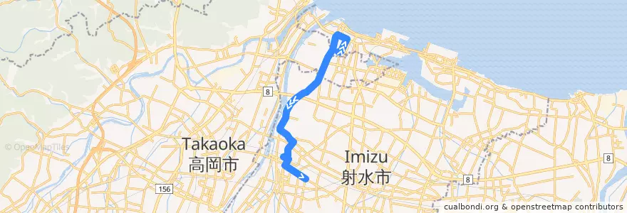 Mapa del recorrido 射水市コミュニティバス5番路線 de la línea  en Тояма.