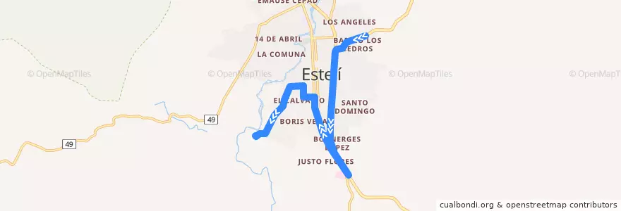 Mapa del recorrido Roba Casa - UNI de la línea  en Estelí.