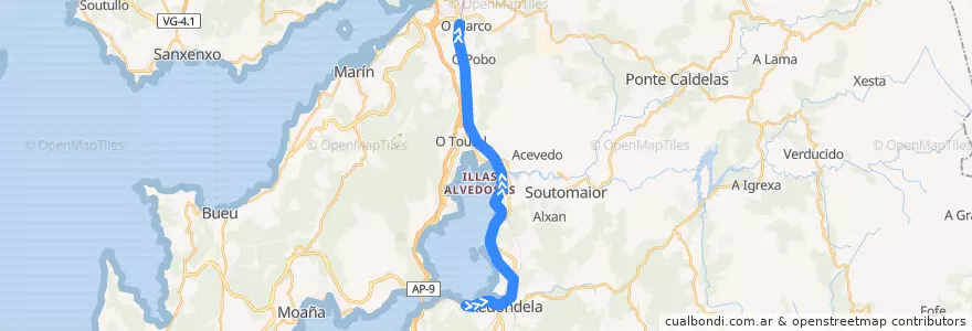 Mapa del recorrido Cesantes de la línea  en Pontevedra.