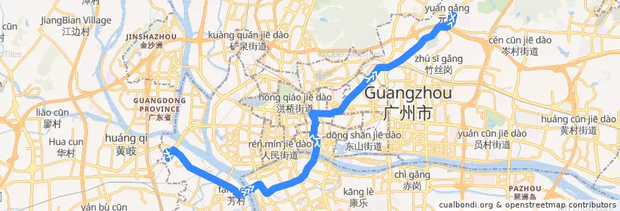 Mapa del recorrido 236路(滘口客运站总站-天河客运站总站) de la línea  en Guangzhou City.