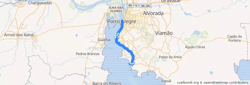 Mapa del recorrido Belém Novo de la línea  en 포르투알레그리.