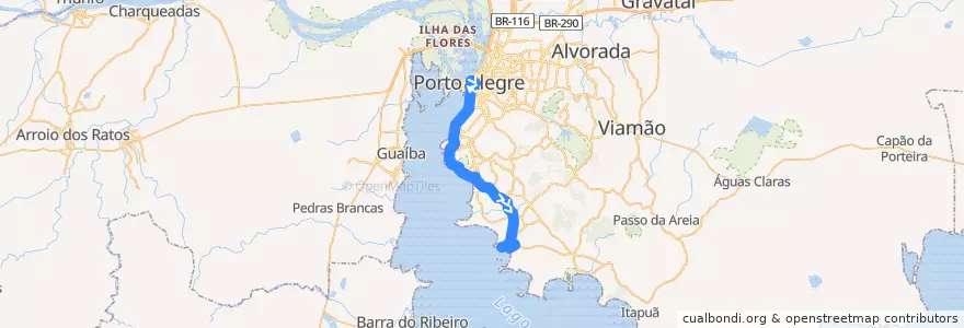 Mapa del recorrido Belém Novo de la línea  en Porto Alegre.