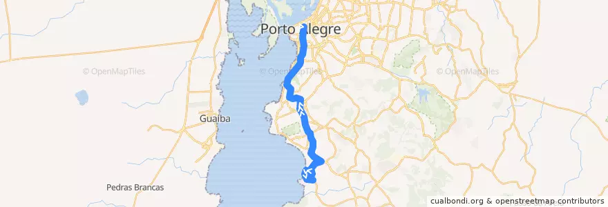 Mapa del recorrido Guarujá via Cavalhada de la línea  en Porto Alegre.