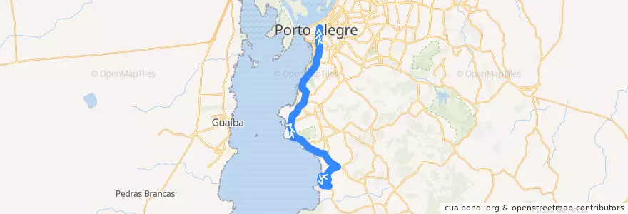 Mapa del recorrido Guarujá via Wenceslau Escobar de la línea  en Porto Alegre.