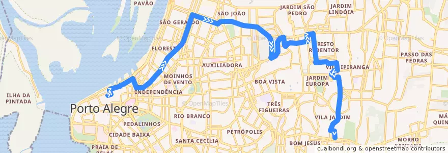 Mapa del recorrido Hospital Conceição / Vila Ipiranga de la línea  en ポルト・アレグレ.
