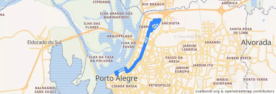 Mapa del recorrido Humaitá de la línea  en ポルト・アレグレ.