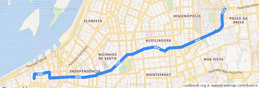 Mapa del recorrido IAPI de la línea  en پورتو الگره.