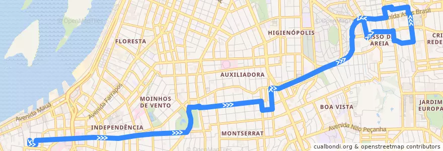 Mapa del recorrido IAPI de la línea  en Porto Alegre.